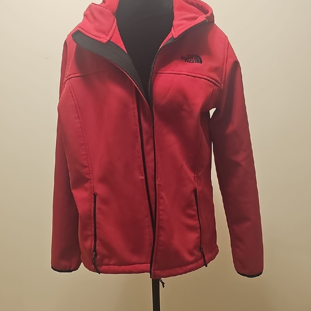 North Face Women's Fuchsia Jacket High Collar Hood and Plush Fleece Size Large